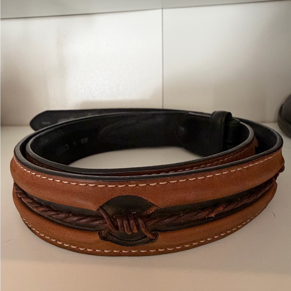 Justin Men's Brown and Black Leather Belt